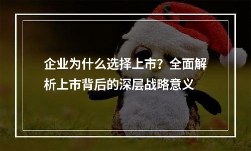 企业为什么选择上市？全面解析上市背后的深层战略意义