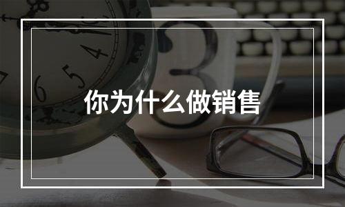 你为什么做销售
