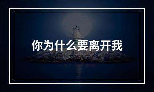 你为什么要离开我