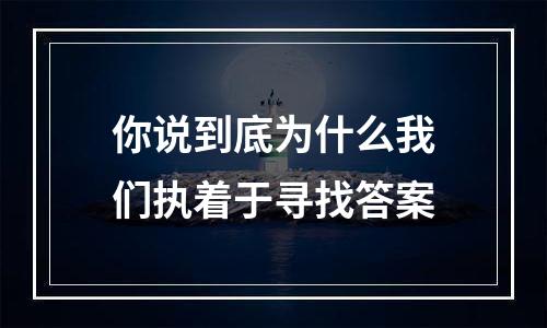 你说到底为什么我们执着于寻找答案