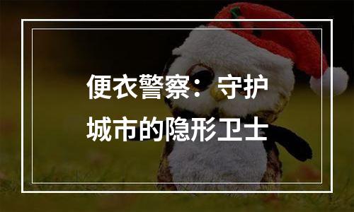 便衣警察：守护城市的隐形卫士