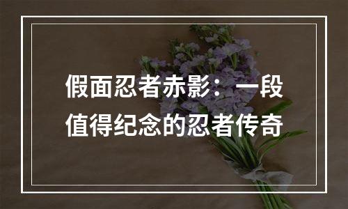 假面忍者赤影：一段值得纪念的忍者传奇