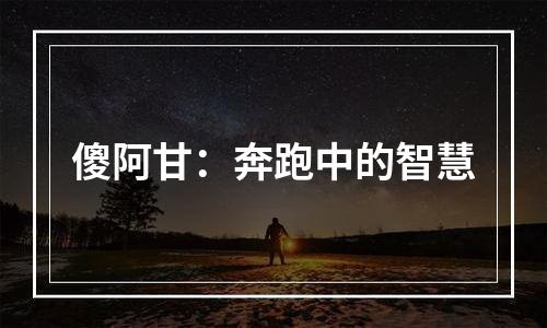 傻阿甘：奔跑中的智慧