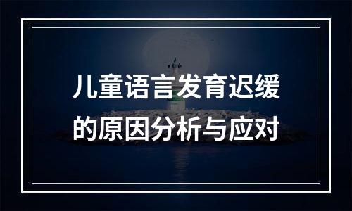儿童语言发育迟缓的原因分析与应对