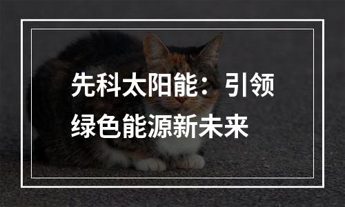 先科太阳能：引领绿色能源新未来