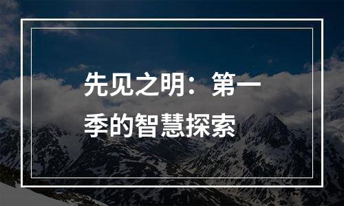 先见之明：第一季的智慧探索