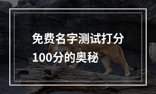 免费名字测试打分100分的奥秘