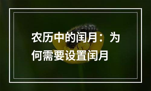 农历中的闰月：为何需要设置闰月