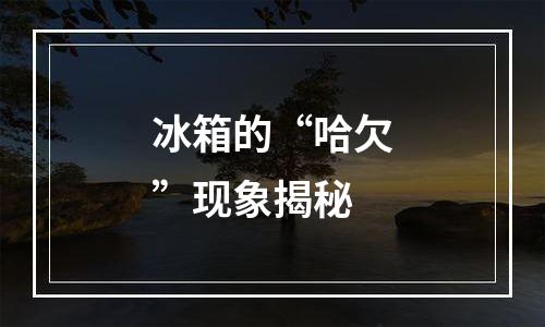 冰箱的“哈欠”现象揭秘