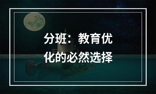分班：教育优化的必然选择
