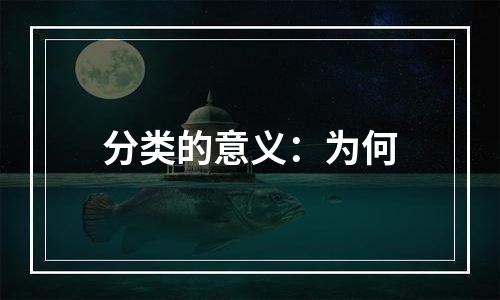 分类的意义：为何