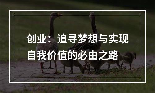 创业：追寻梦想与实现自我价值的必由之路