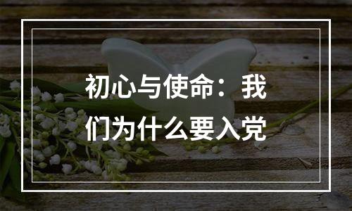 初心与使命：我们为什么要入党