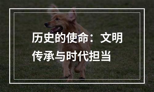 历史的使命：文明传承与时代担当
