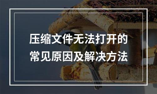 压缩文件无法打开的常见原因及解决方法
