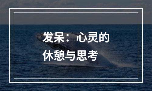 发呆：心灵的休憩与思考