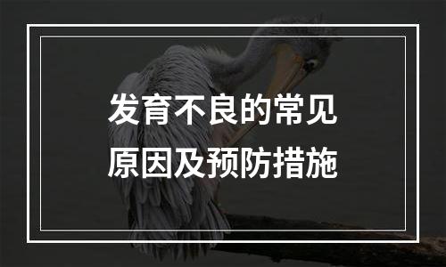 发育不良的常见原因及预防措施