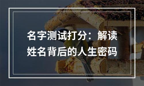 名字测试打分：解读姓名背后的人生密码