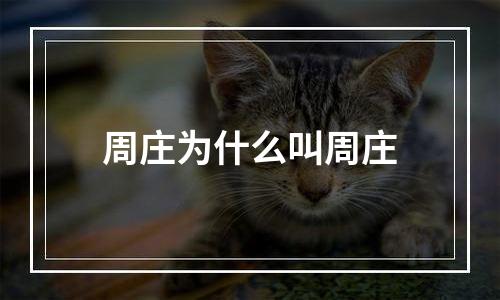 周庄为什么叫周庄