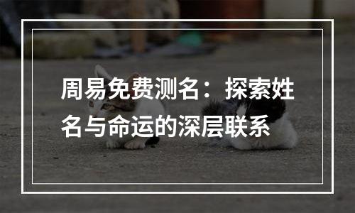 周易免费测名：探索姓名与命运的深层联系