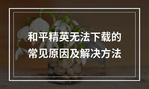 和平精英无法下载的常见原因及解决方法