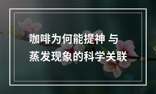 咖啡为何能提神 与蒸发现象的科学关联