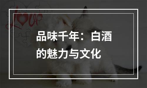 品味千年：白酒的魅力与文化