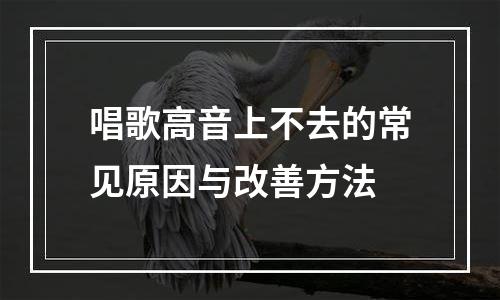 唱歌高音上不去的常见原因与改善方法