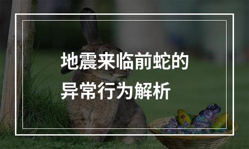 地震来临前蛇的异常行为解析