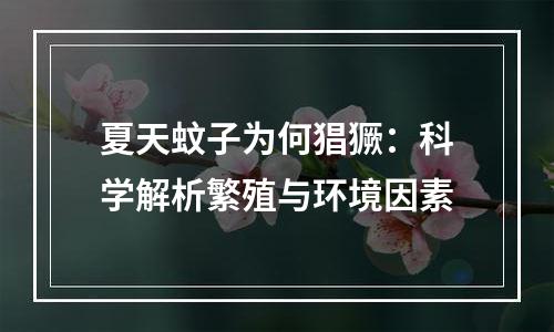 夏天蚊子为何猖獗：科学解析繁殖与环境因素