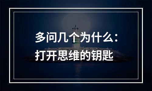 多问几个为什么：打开思维的钥匙