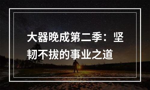 大器晚成第二季：坚韧不拔的事业之道