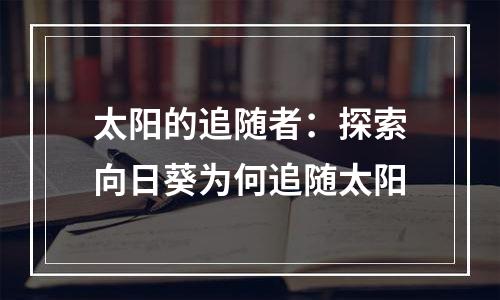 太阳的追随者：探索向日葵为何追随太阳