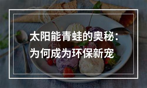 太阳能青蛙的奥秘：为何成为环保新宠