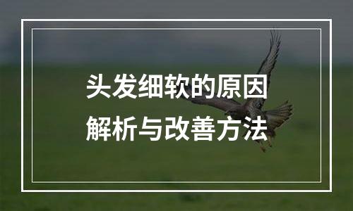 头发细软的原因解析与改善方法