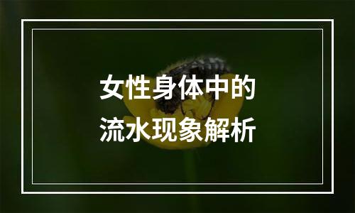 女性身体中的流水现象解析