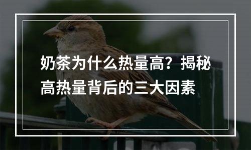 奶茶为什么热量高？揭秘高热量背后的三大因素