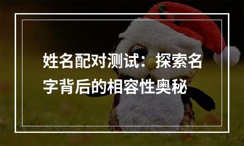姓名配对测试：探索名字背后的相容性奥秘