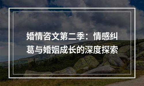 婚情咨文第二季：情感纠葛与婚姻成长的深度探索