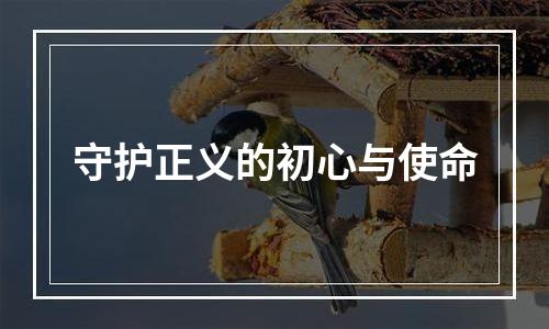 守护正义的初心与使命