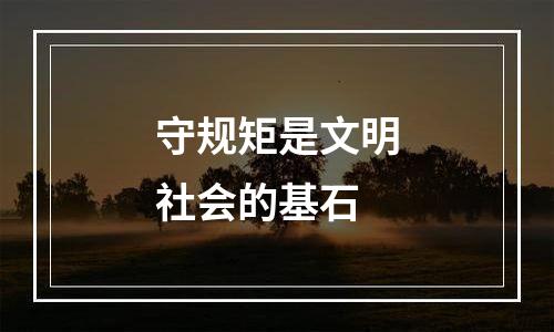 守规矩是文明社会的基石