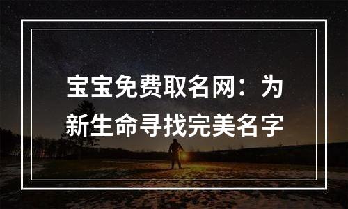 宝宝免费取名网：为新生命寻找完美名字
