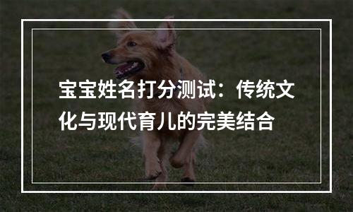 宝宝姓名打分测试：传统文化与现代育儿的完美结合