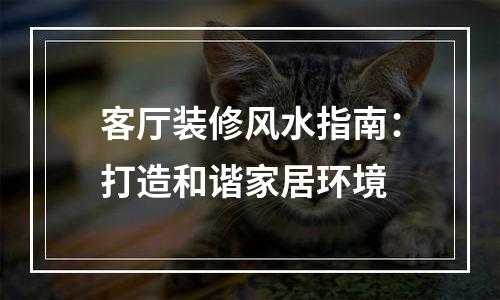 客厅装修风水指南：打造和谐家居环境