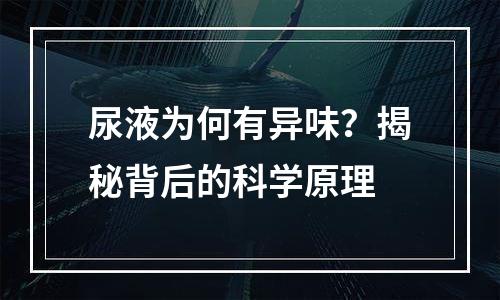 尿液为何有异味？揭秘背后的科学原理
