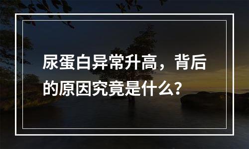 尿蛋白异常升高，背后的原因究竟是什么？