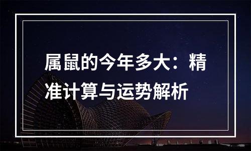 属鼠的今年多大：精准计算与运势解析