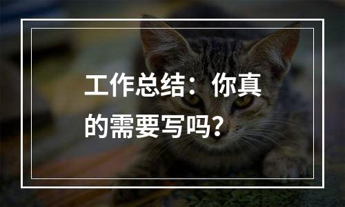 工作总结：你真的需要写吗？
