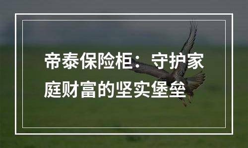 帝泰保险柜：守护家庭财富的坚实堡垒
