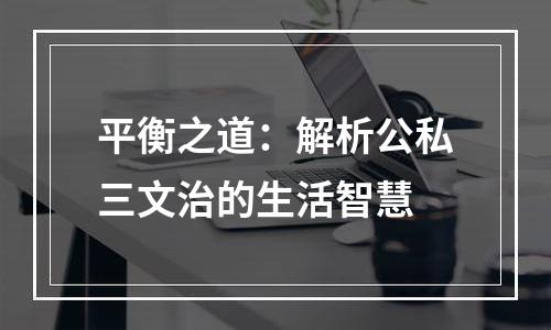平衡之道：解析公私三文治的生活智慧